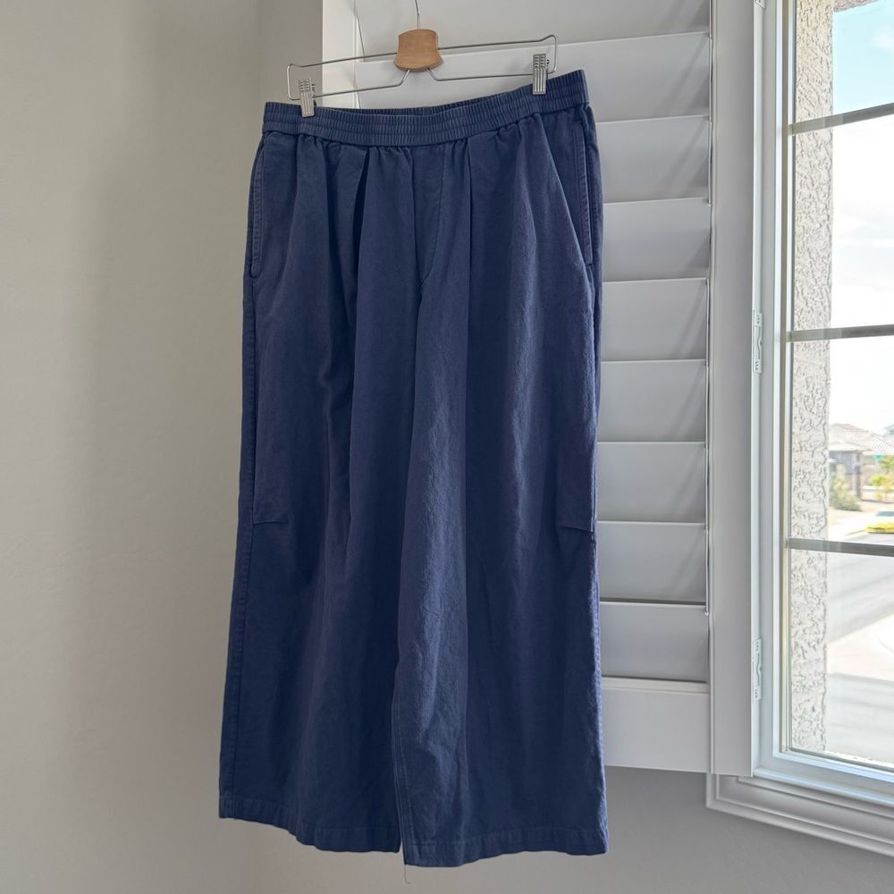 COS Men's Wide-leg Chambray Linen/Cotton French Blue Trousers Sz L - Picture 13 of 16